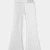 Pantalones acampanados con cintura plegable y gráfico de números