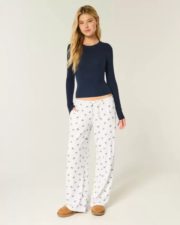Pantalones anchos de canalé acogedores Pantalones anchos de canalé acogedores