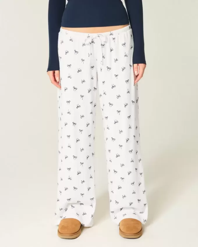 Pantalones anchos de canalé acogedores Pantalones anchos de canalé acogedores