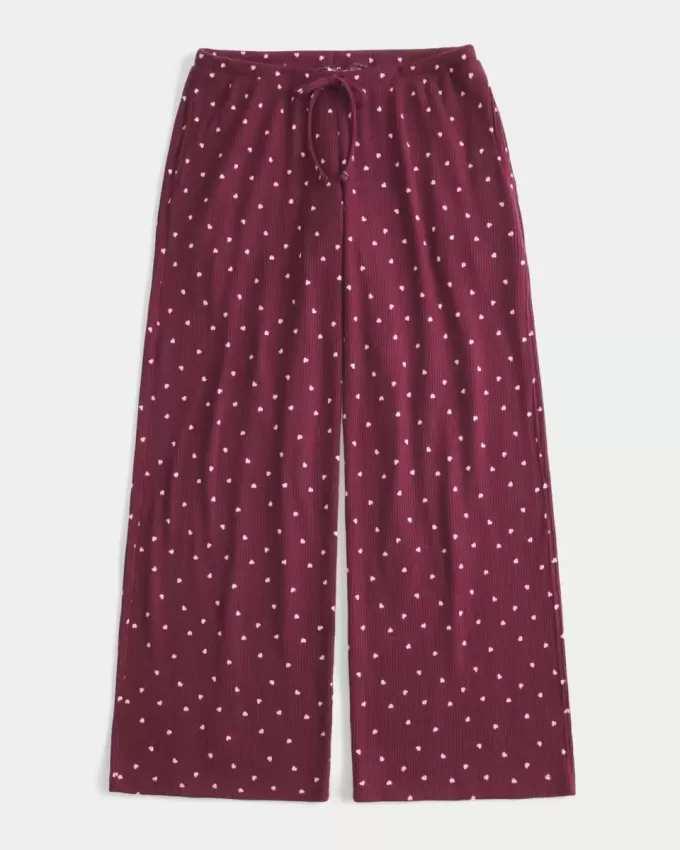 Pantalones anchos de canalé acogedores Pantalones anchos de canalé acogedores