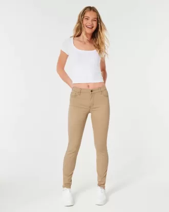 Pantalones caqui súper ajustados de tiro alto Pantalones caqui súper ajustados de tiro alto