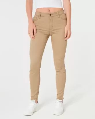 Pantalones caqui súper ajustados de tiro alto Pantalones caqui súper ajustados de tiro alto