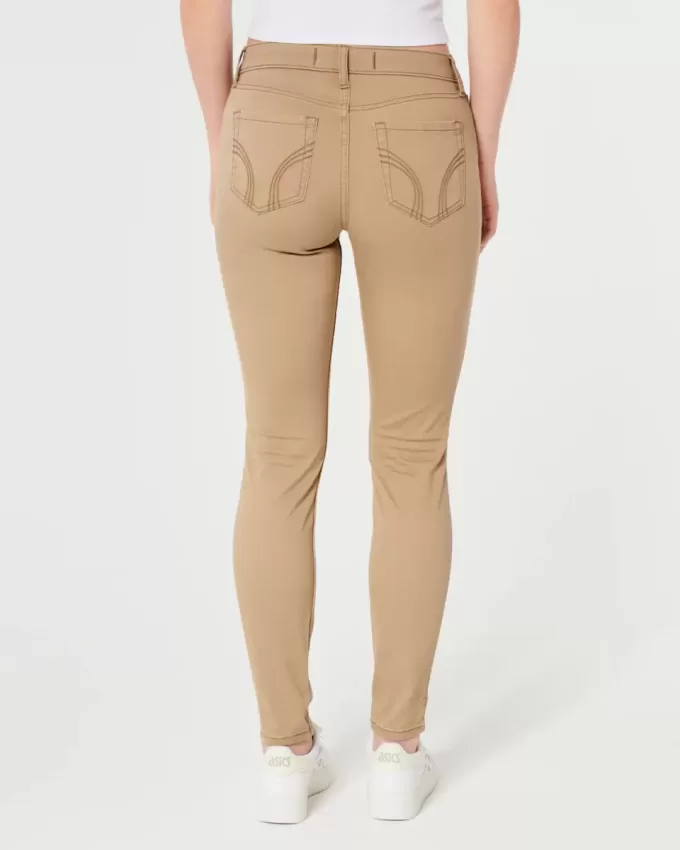 Pantalones caqui súper ajustados de tiro alto