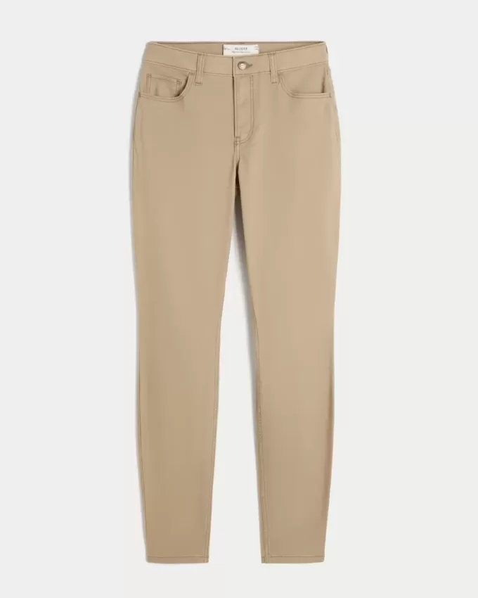 Pantalones caqui súper ajustados de tiro alto