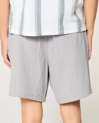 Pantalones cortos de algodón arrugado por encima de la rodilla