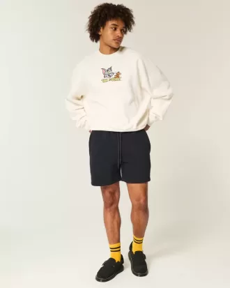 Pantalones cortos de polar holgados hasta la mitad del muslo