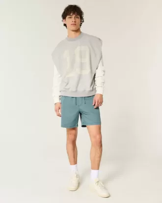 Pantalones cortos de sarga hasta medio muslo