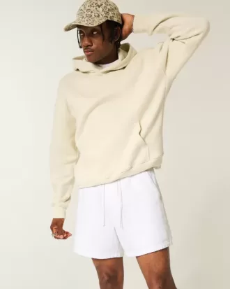 Pantalones cortos de seersucker de mezcla de lino hasta medio muslo