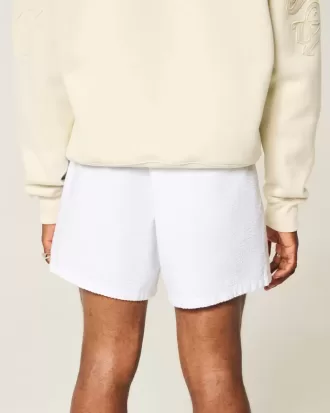 Pantalones cortos de seersucker de mezcla de lino hasta medio muslo