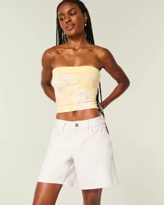 Pantalones cortos holgados de tiro bajo con cintura ajustable en color blanco