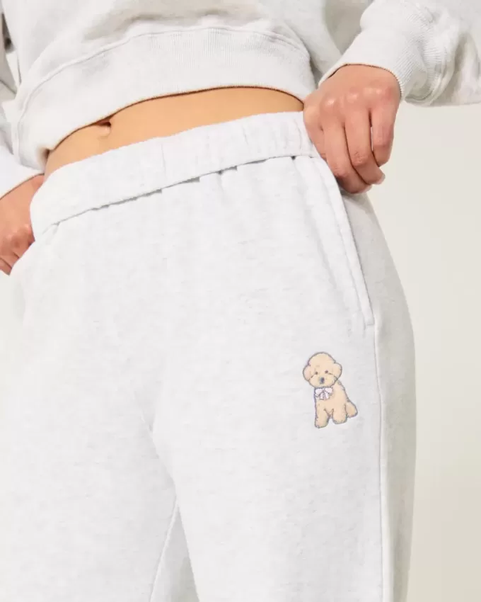 Pantalones deportivos anchos con estampado de perro Pantalones deportivos anchos con estampado de perro