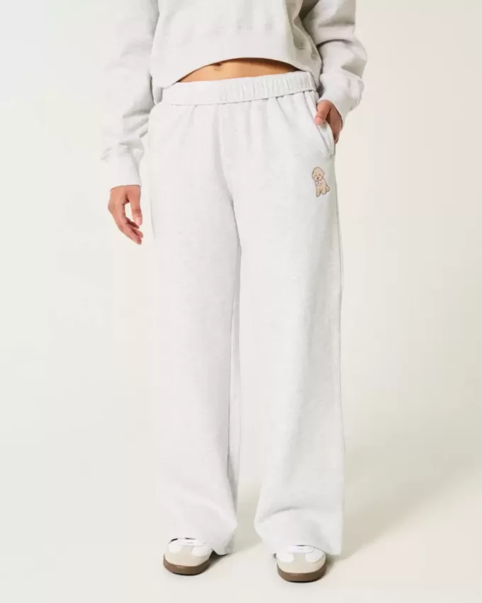 Pantalones deportivos anchos con estampado de perro Pantalones deportivos anchos con estampado de perro