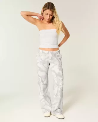 Pantalones deportivos anchos de camuflaje con bolsillo en forma de corazón