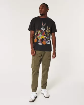 Pantalones deportivos cargo de sarga relajados