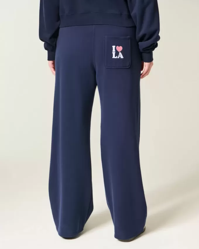 Pantalones deportivos de pierna ancha con estampado gráfico de Los Ángeles Pantalones deportivos de pierna ancha con estampado gráfico de Los Ángeles