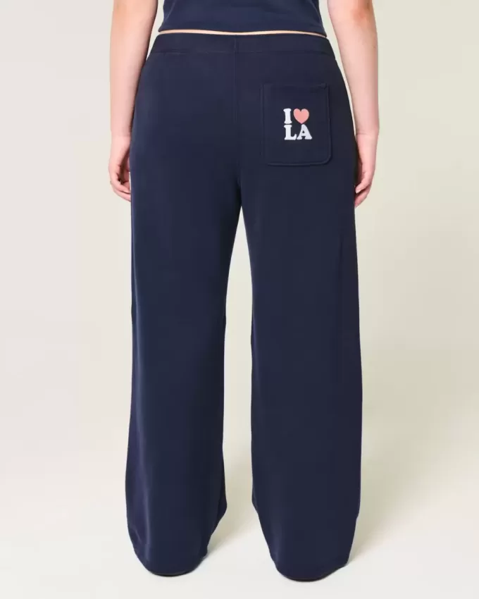 Pantalones deportivos de pierna ancha con estampado gráfico de Los Ángeles Pantalones deportivos de pierna ancha con estampado gráfico de Los Ángeles