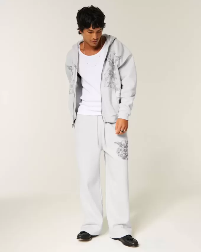 Pantalones deportivos holgados con estampado de ángel Pantalones deportivos holgados con estampado de ángel