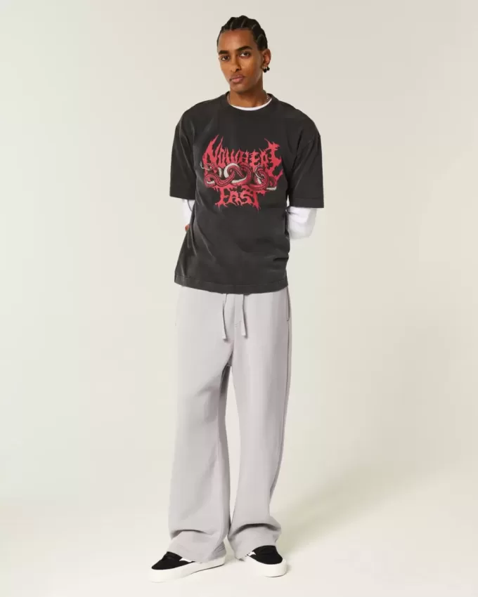 Pantalones deportivos holgados con gráfico de bolsillo trasero de Los Ángeles Pantalones deportivos holgados con gráfico de bolsillo trasero de Los Ángeles