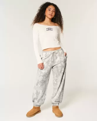 Pantalones deportivos holgados de polar con estampado de camuflaje