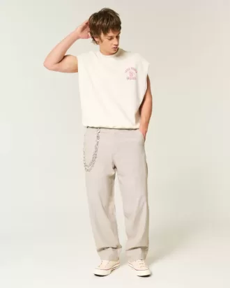 Pantalones holgados de cintura flexible de mezcla de lino Pantalones holgados de cintura flexible de mezcla de lino