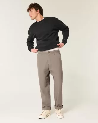 Pantalones holgados de cintura flexible de mezcla de lino