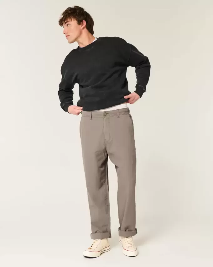Pantalones holgados de cintura flexible de mezcla de lino Pantalones holgados de cintura flexible de mezcla de lino