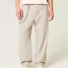 Pantalones holgados de cintura flexible de mezcla de lino Pantalones holgados de cintura flexible de mezcla de lino