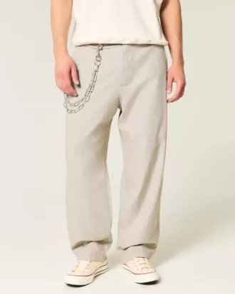 Pantalones holgados de cintura flexible de mezcla de lino Pantalones holgados de cintura flexible de mezcla de lino