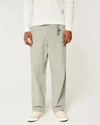 Pantalones holgados de cintura flexible de mezcla de lino