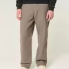 Pantalones holgados de cintura flexible de mezcla de lino Pantalones holgados de cintura flexible de mezcla de lino