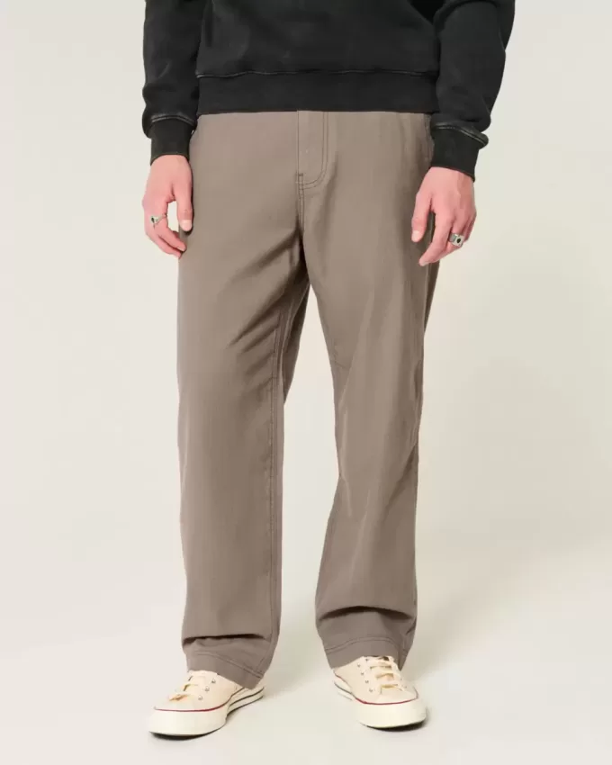 Pantalones holgados de cintura flexible de mezcla de lino Pantalones holgados de cintura flexible de mezcla de lino