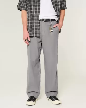 Pantalones holgados de cintura flexible de mezcla de lino