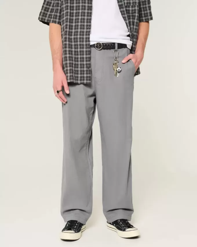 Pantalones holgados de cintura flexible de mezcla de lino Pantalones holgados de cintura flexible de mezcla de lino