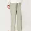 Pantalones holgados de cintura flexible de mezcla de lino Pantalones holgados de cintura flexible de mezcla de lino