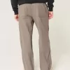 Pantalones holgados de cintura flexible de mezcla de lino Pantalones holgados de cintura flexible de mezcla de lino