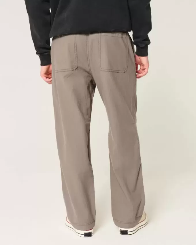 Pantalones holgados de cintura flexible de mezcla de lino Pantalones holgados de cintura flexible de mezcla de lino