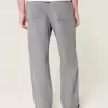 Pantalones holgados de cintura flexible de mezcla de lino Pantalones holgados de cintura flexible de mezcla de lino