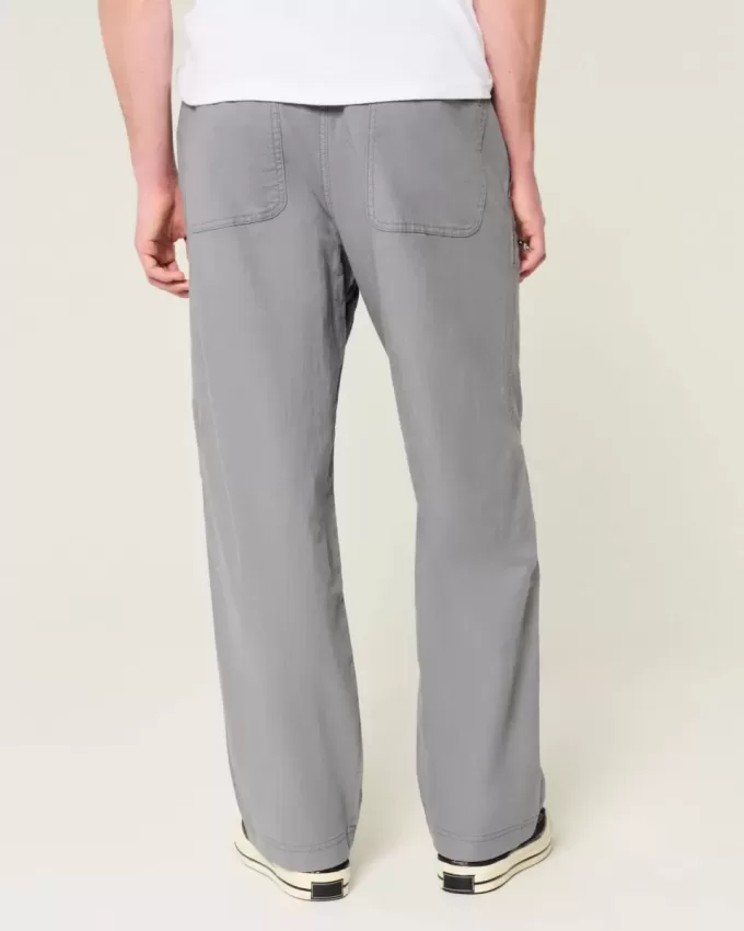 Pantalones holgados de cintura flexible de mezcla de lino Pantalones holgados de cintura flexible de mezcla de lino