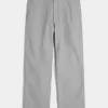 Pantalones holgados de cintura flexible de mezcla de lino Pantalones holgados de cintura flexible de mezcla de lino