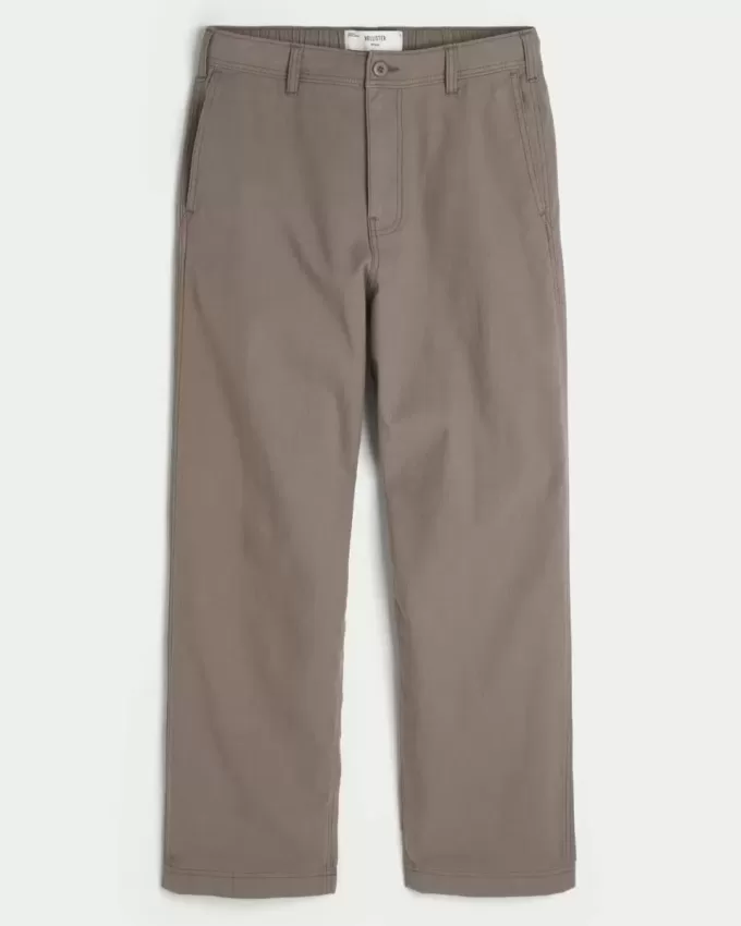 Pantalones holgados de cintura flexible de mezcla de lino Pantalones holgados de cintura flexible de mezcla de lino