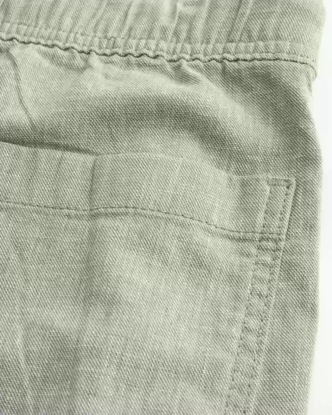 Pantalones holgados de cintura flexible de mezcla de lino Pantalones holgados de cintura flexible de mezcla de lino
