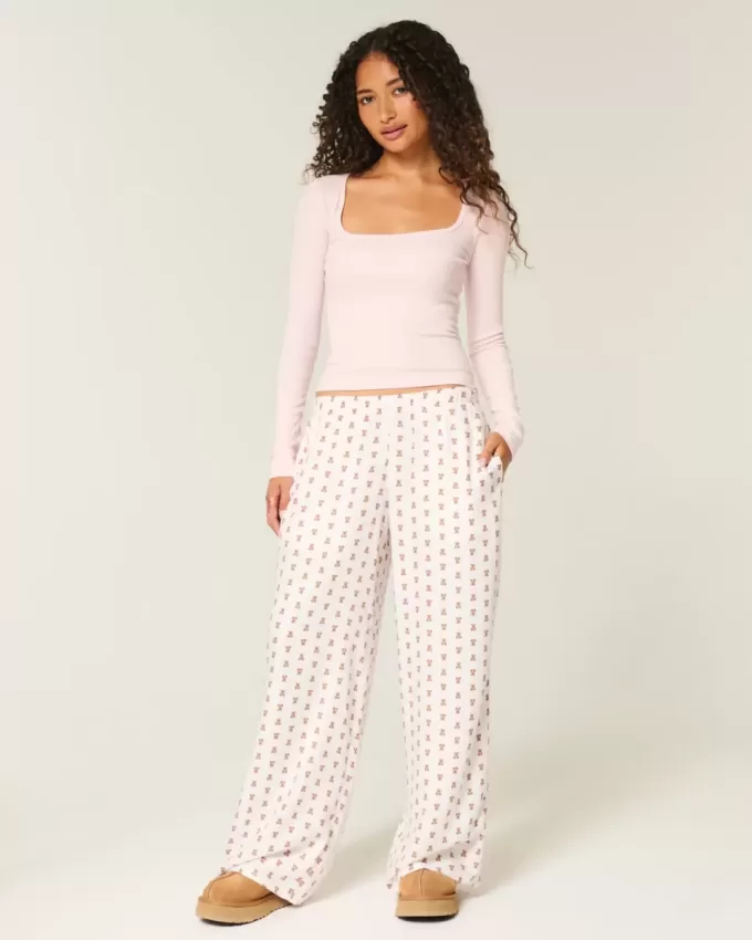 Pantalones holgados de franela Pantalones holgados de franela