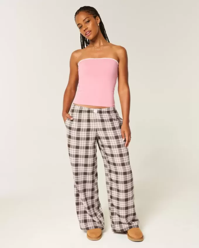 Pantalones holgados de franela Pantalones holgados de franela