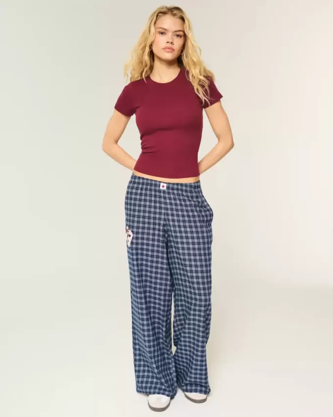 Pantalones holgados de franela con gráficos de números Pantalones holgados de franela con gráficos de números