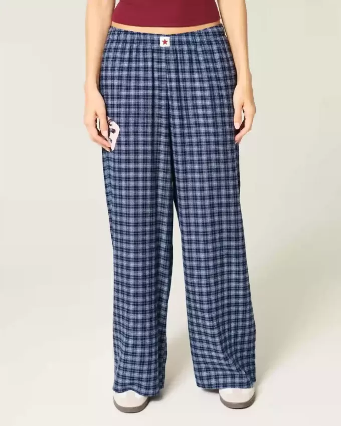Pantalones holgados de franela con gráficos de números Pantalones holgados de franela con gráficos de números