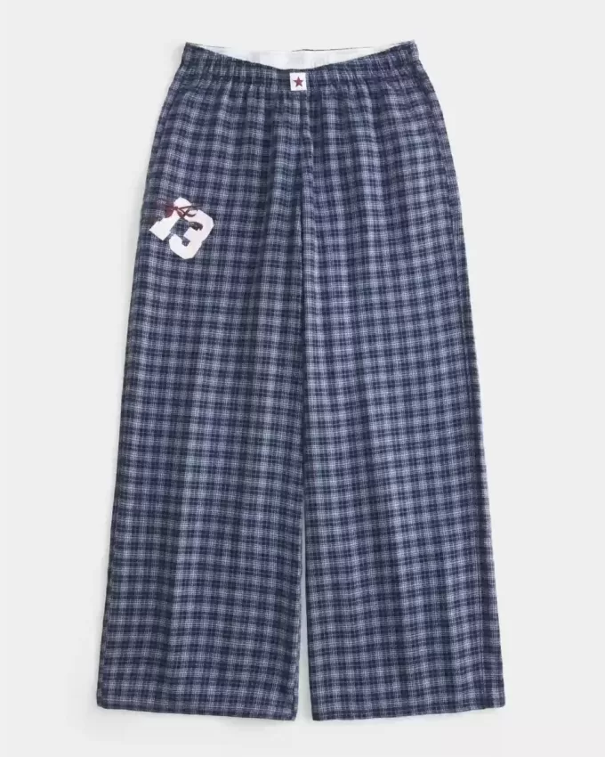 Pantalones holgados de franela con gráficos de números Pantalones holgados de franela con gráficos de números