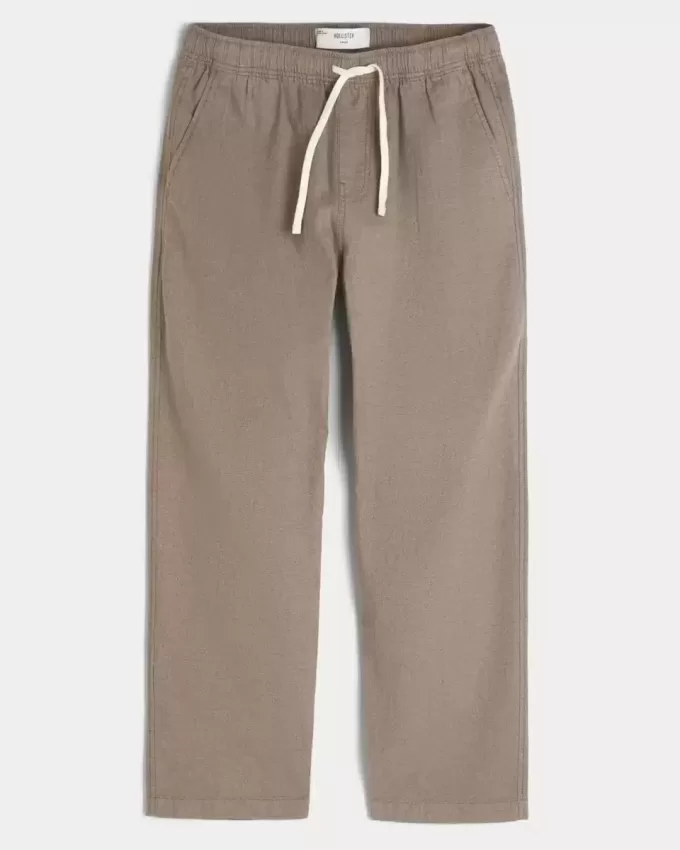 Pantalones holgados de mezcla de lino Pantalones holgados de mezcla de lino