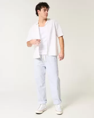 Pantalones holgados de mezcla de lino