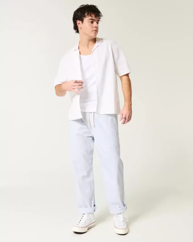 Pantalones holgados de mezcla de lino Pantalones holgados de mezcla de lino