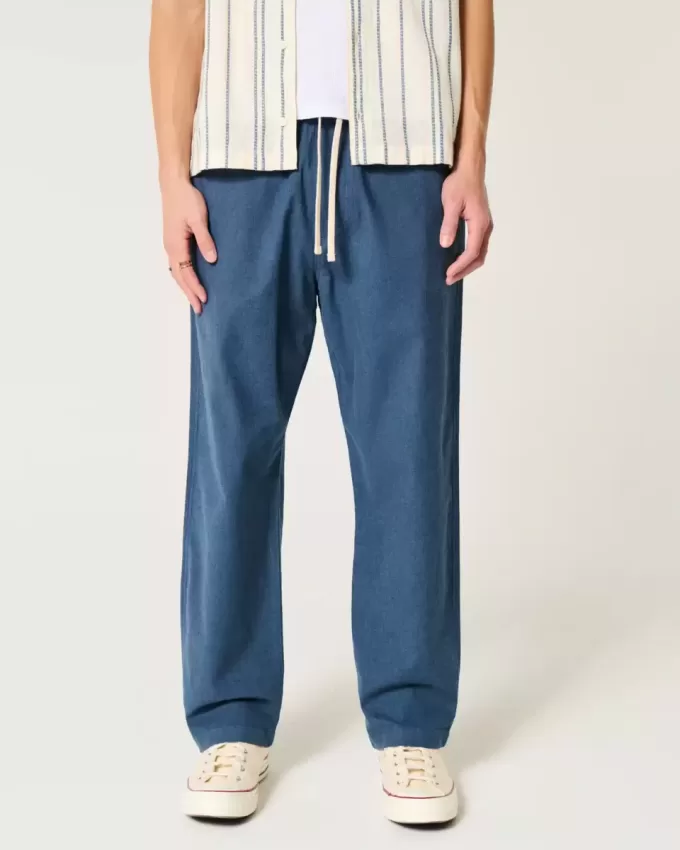 Pantalones holgados de mezcla de lino Pantalones holgados de mezcla de lino